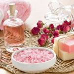 SPA set with sea salt rose aroma oil and soap bar